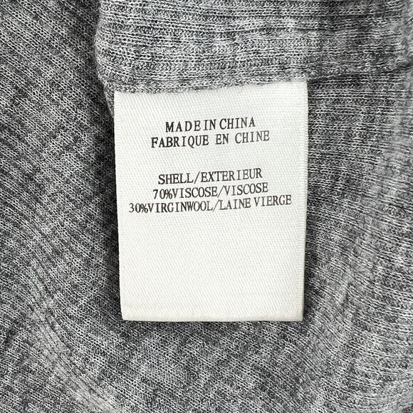 HELMUT LANG Ribbed T Shirt Womens Small Gray Wool Scoop Neck Tunic Shirttail Hem - Picture 8 of 13